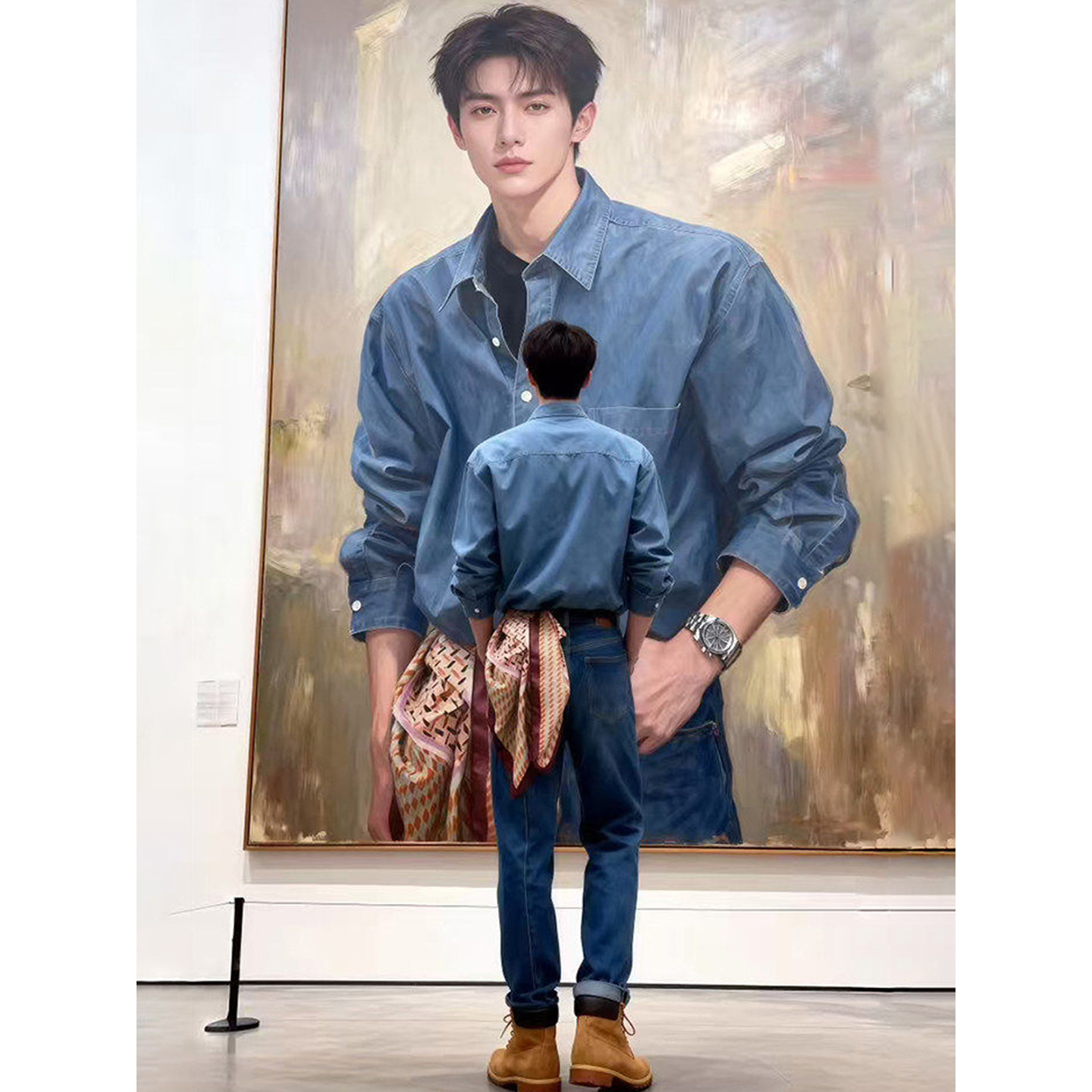 美式复古蓝色牛仔衬衫男早春穿搭翻领衬衣叠穿高级感慵懒工装外套,男装,牛仔衬衫,淘宝优惠券,粉丝福利购,淘宝优惠卷