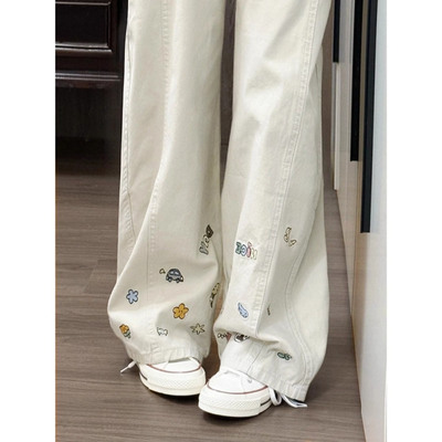 美式痞帅高级感卡通弯刀牛仔裤男