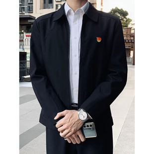 黑色年轻人干部夹克男士商务公务员穿搭高级感厅局风行政通勤外套