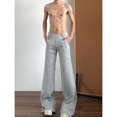 灰色低腰微喇卫裤男款秋冬