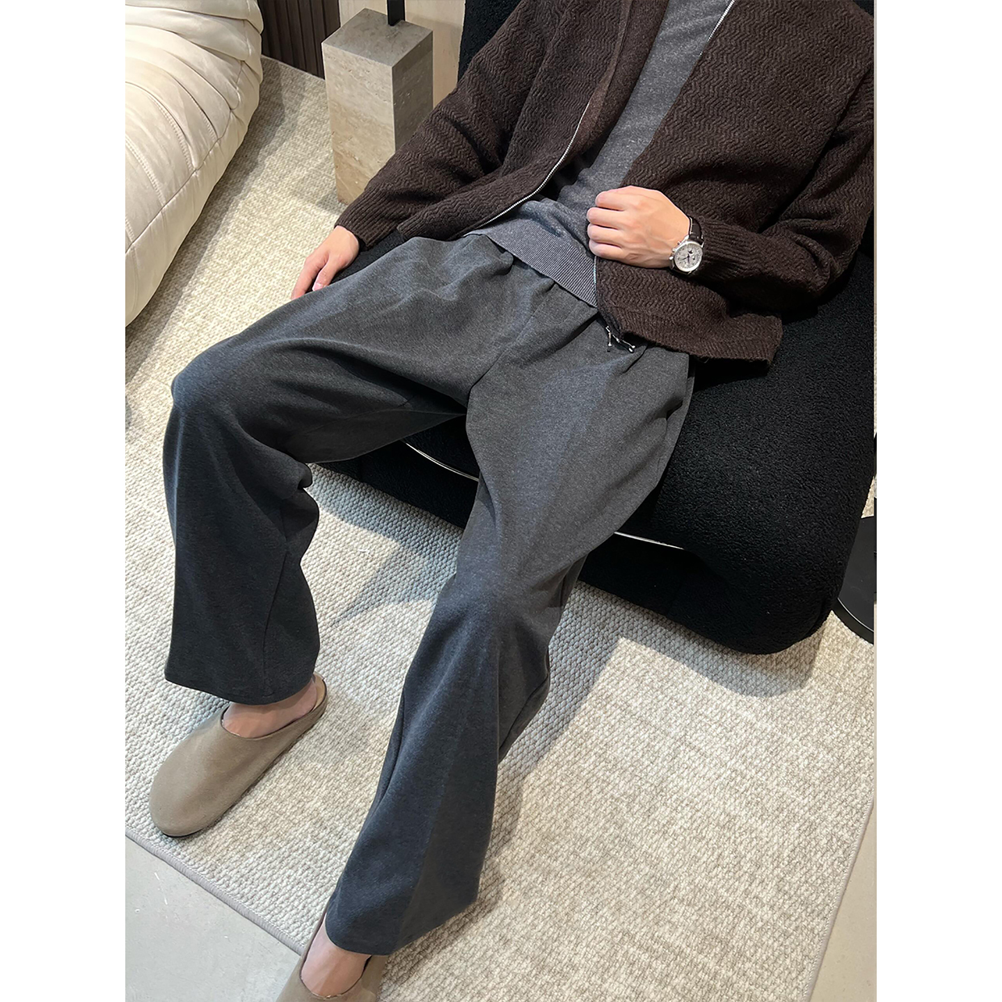 深灰色休闲西裤男秋冬季加厚垂感