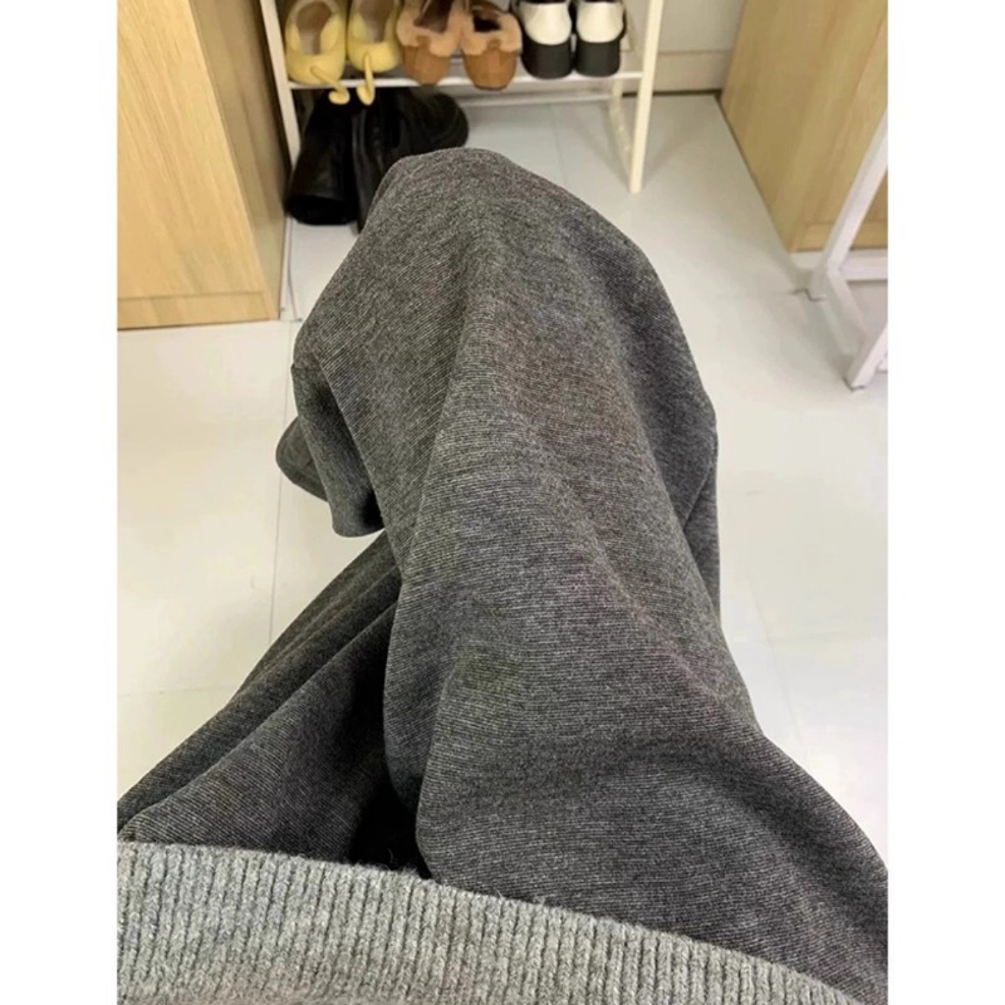 深灰色加绒糯米卫裤男秋冬美式