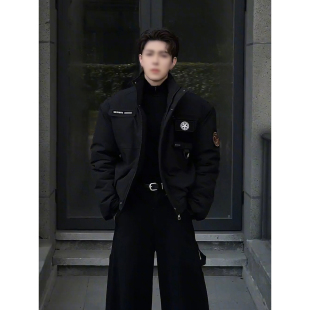 美式廓形骑兵服棉衣男款冬季高级感痞帅工装外套短款飞行夹克棉服