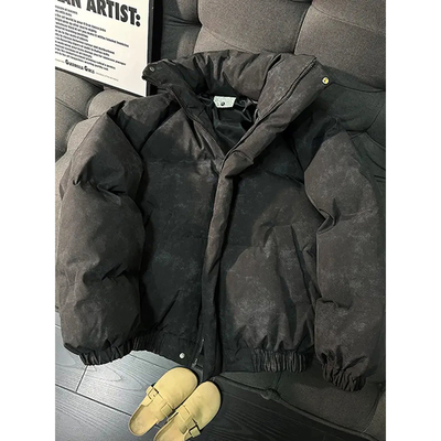 黑色扎染脏脏羽绒棉服男款冬季