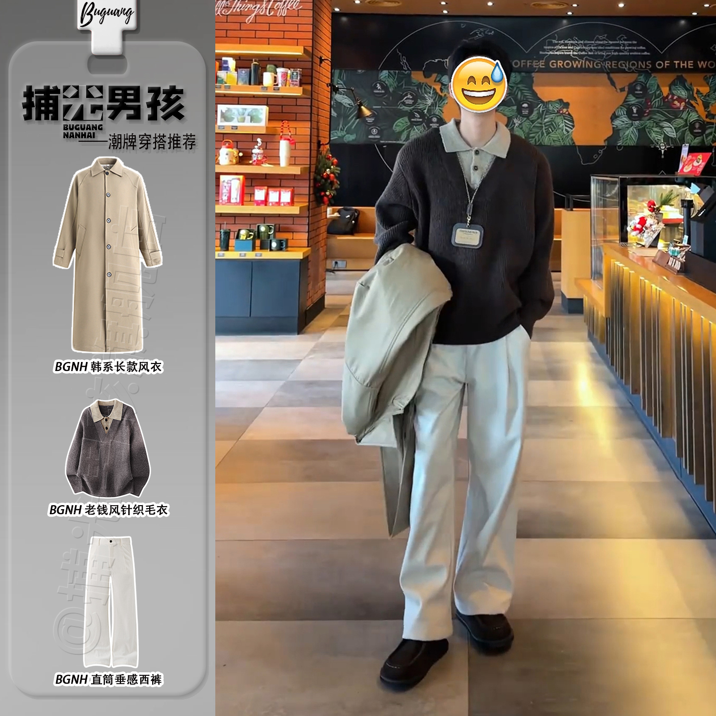 韩版高级感男装一套搭配帅气风衣