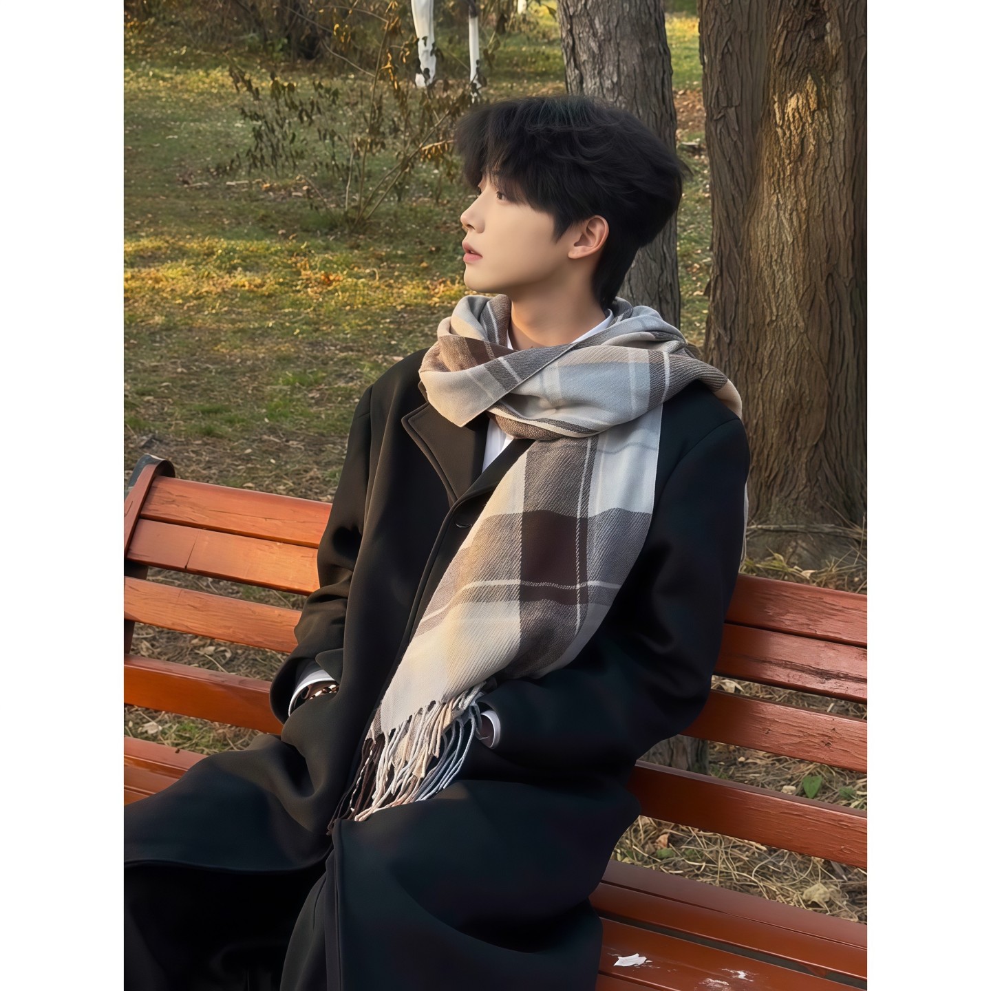 黑色英伦风教父风衣男秋冬韩版