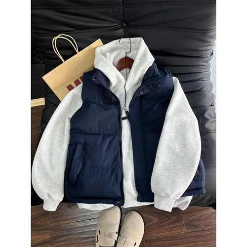 藏青色晋江羽绒棉马甲男款秋冬