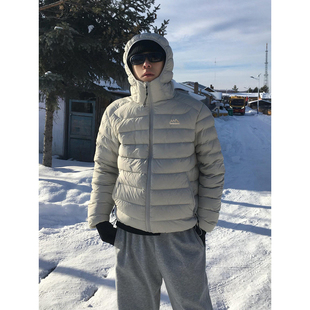 米灰色轻薄排骨羽绒棉服男款冬季防寒服连帽外套美式短款保暖棉衣