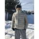 米灰色轻薄排骨羽绒棉服男款 保暖棉衣 短款 冬季 防寒服连帽外套美式