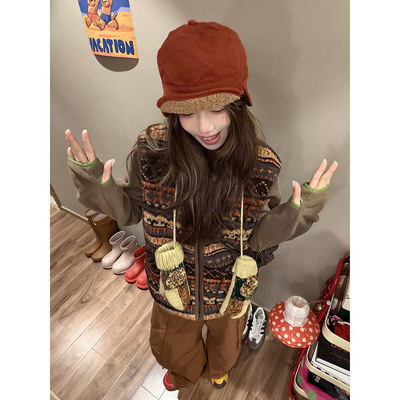 费尔岛羊羔毛马甲男女冬季