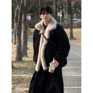 黑色座山雕晋江棉服男款冬季加厚保暖毛领外套高级感痞帅防寒棉衣