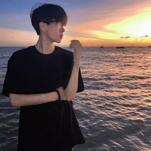 cleanfit重磅纯棉黑色短袖t恤男夏季圆领内搭上衣正肩小领口半袖