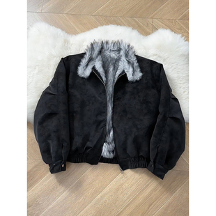 极地狼王座山雕毛领棉服男冬季 boxy短宽夹克加绒加厚防寒外套 美式