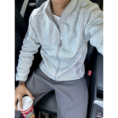 原子灰户外抓绒衣夹克男款秋冬