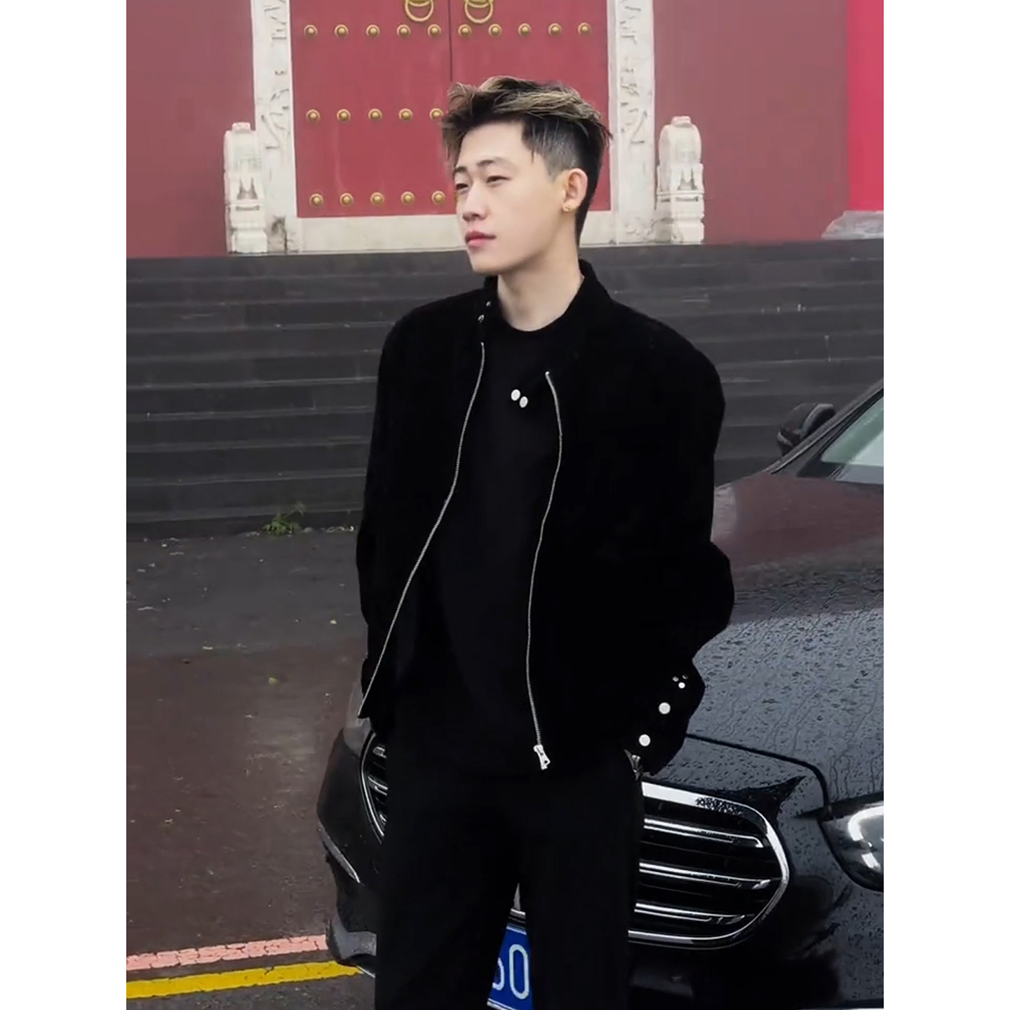 麂皮绒短款机车夹克春秋季高级感