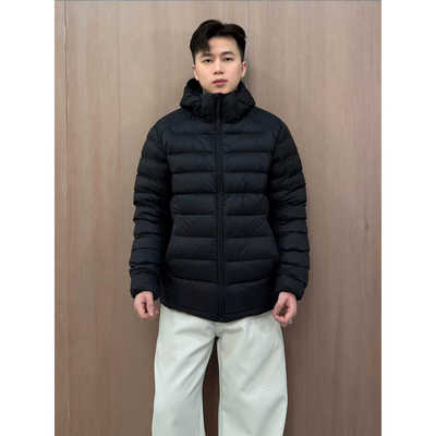 黑色白鸭绒轻薄排骨羽绒服男冬季