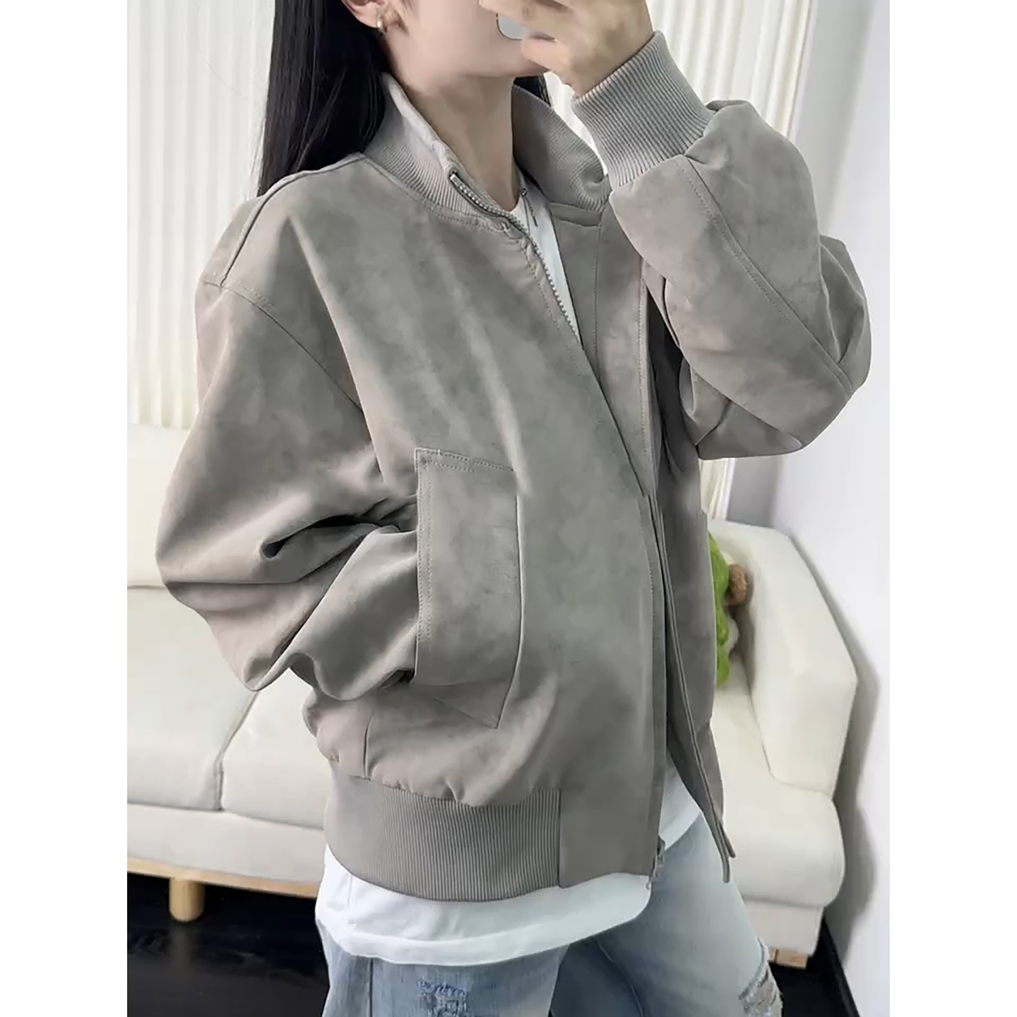 美式雾面pu皮飞行夹克男款痞帅