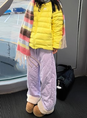 eaho羊羔绒葫芦娃棉裤女男款冬季外穿防寒保暖裤子户外防风滑雪裤