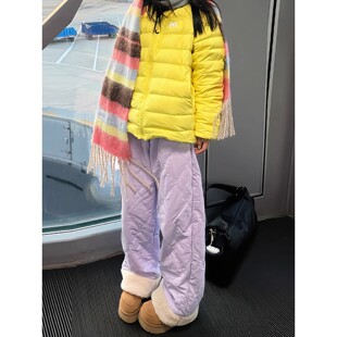 eaho羊羔绒葫芦娃棉裤女男款冬季外穿防寒保暖裤子户外防风滑雪裤