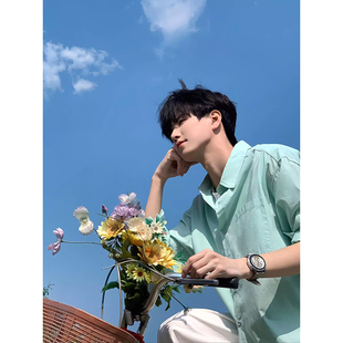 夏季多巴胺穿搭薄款长袖衬衫外套女浅蓝色dk衬衣男款广东普宁上衣