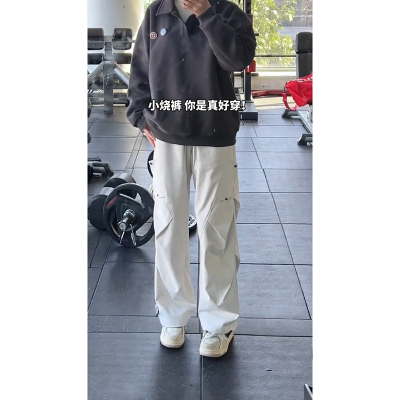 米灰色薄款休闲裤宽松冲锋裤