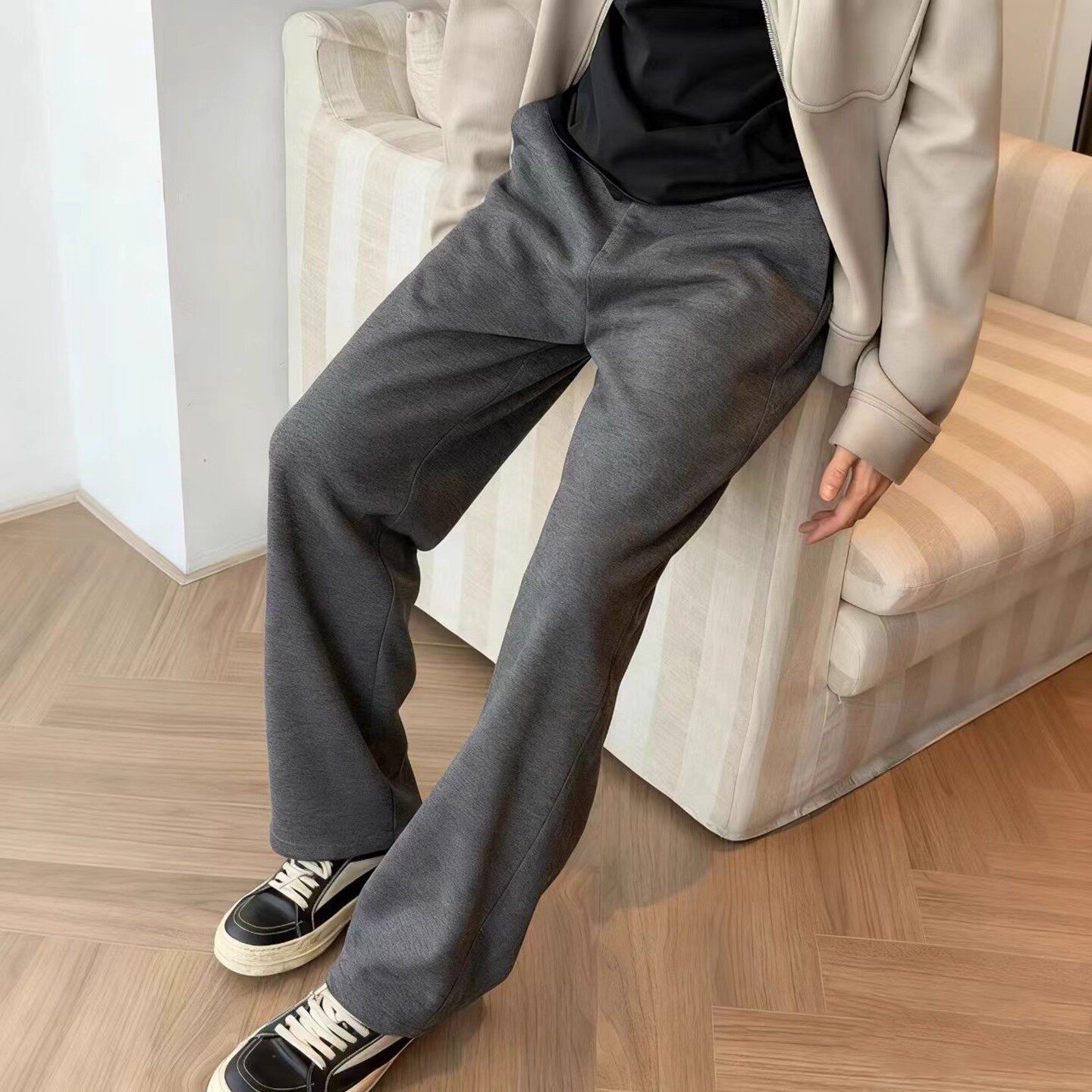 老钱风重磅空气层卫裤男秋冬美式