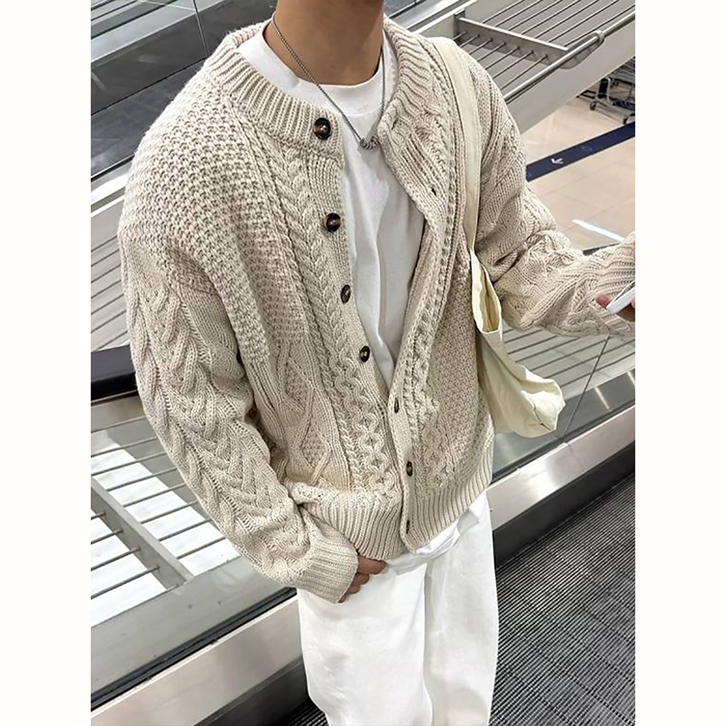 老钱风设计感简约针织开衫男秋冬