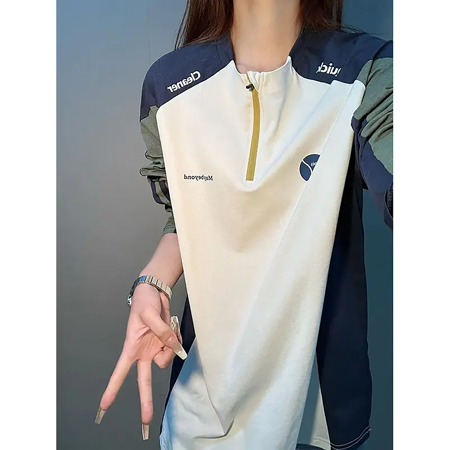 美式复古半拉链圆领卫衣男春秋户外运动羽毛球服撞色拼接长袖t恤,男装,T恤,淘宝优惠券,粉丝福利购,淘宝优惠卷