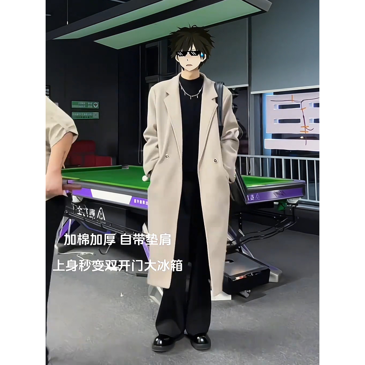 柴斯特男士长款毛呢外套冬季夹棉加厚英伦风衣高级感过膝呢子大衣