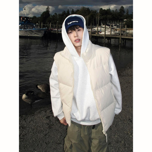 白色叠穿羽绒马甲男冬季外穿背心