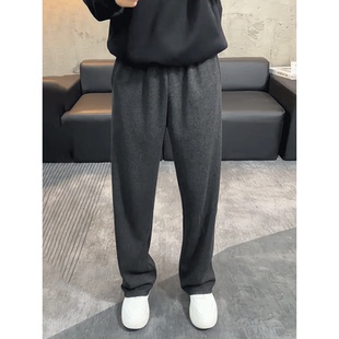 男款 休闲卫裤 垂感慵懒风松弛感裤 美式 子直筒修身 深灰色弯刀糯米裤
