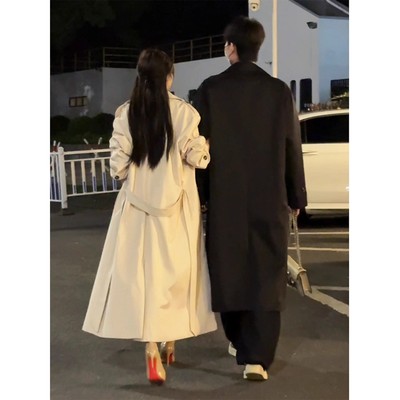 韩系高级感情侣风衣中长款廓形