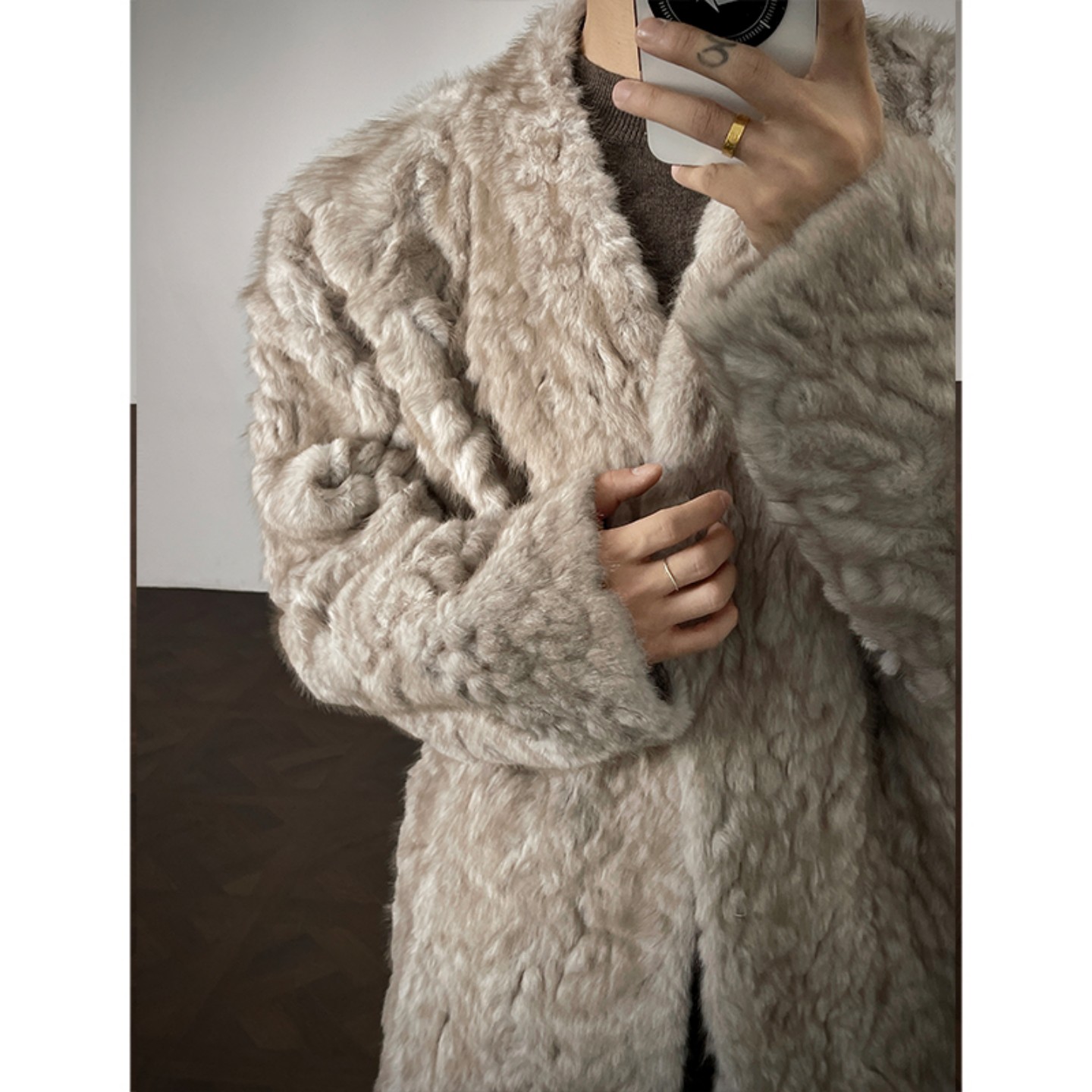 老钱风小湖羊皮毛一体外套男冬季