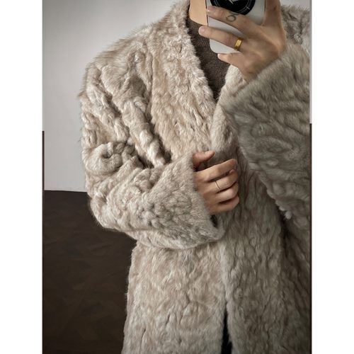 老钱风小湖羊皮毛一体外套男冬季