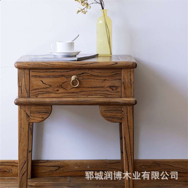 老榆木书桌客厅书房看书桌学习桌新中式实木桌子带抽屉办公写字桌