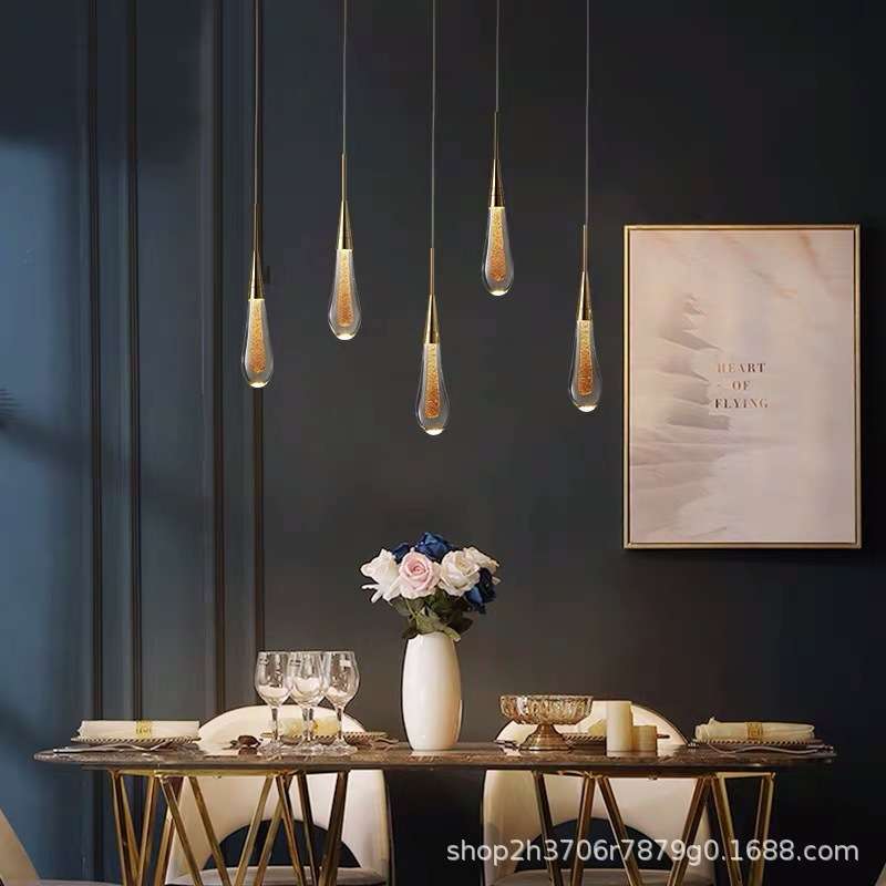 现代简约水滴组合楼梯LED工程灯酒店售楼部火锅店大厅设计师吊灯