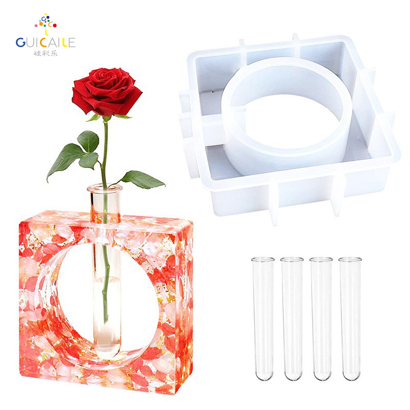 硅胶花瓶模具创意方形几何图形插花瓶DIY环氧树脂水晶滴胶模具