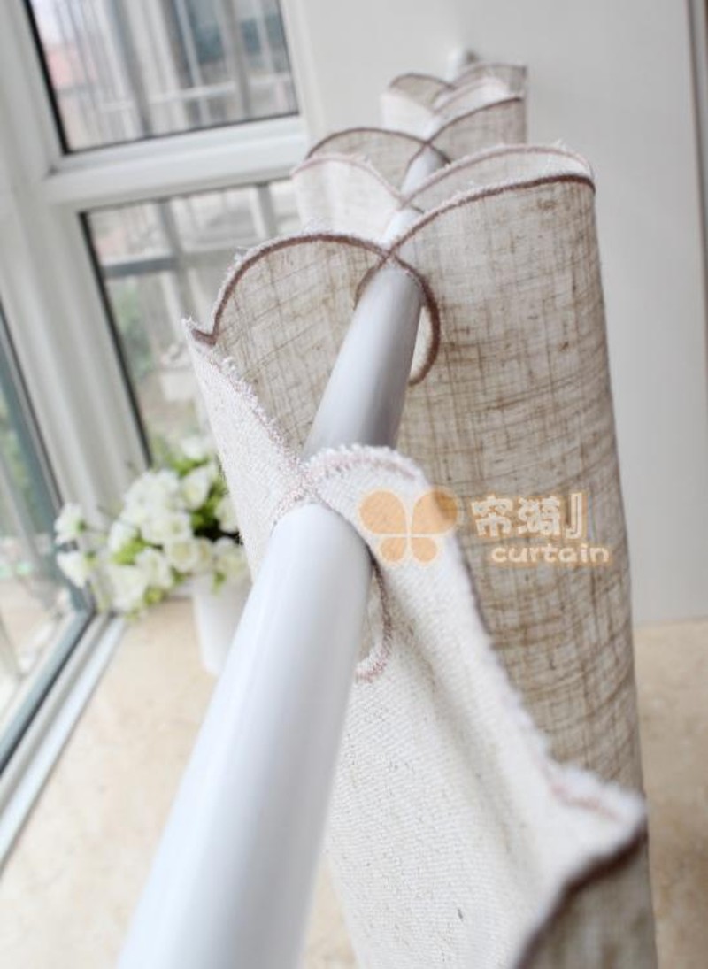 璀璨 唯美刺绣小花咖啡q帘半帘小短帘 穿杆帘橱柜隔断帘 厨房门帘