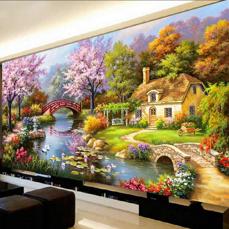 钻石画满钻20h23新款梦幻家园客厅砖石秀点贴钻十字绣风景5d钻石