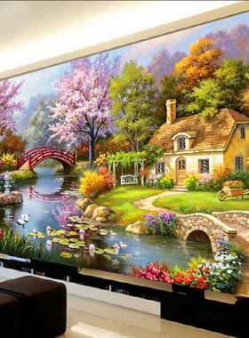 钻石画满钻20h23新款梦幻家园客厅砖石秀点贴钻十字绣风景5d钻石