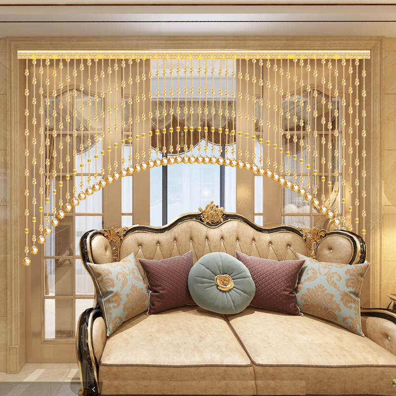 珠帘风水水晶隔断帘子客厅玄y关免打孔隔断卧室卫生间葫芦门