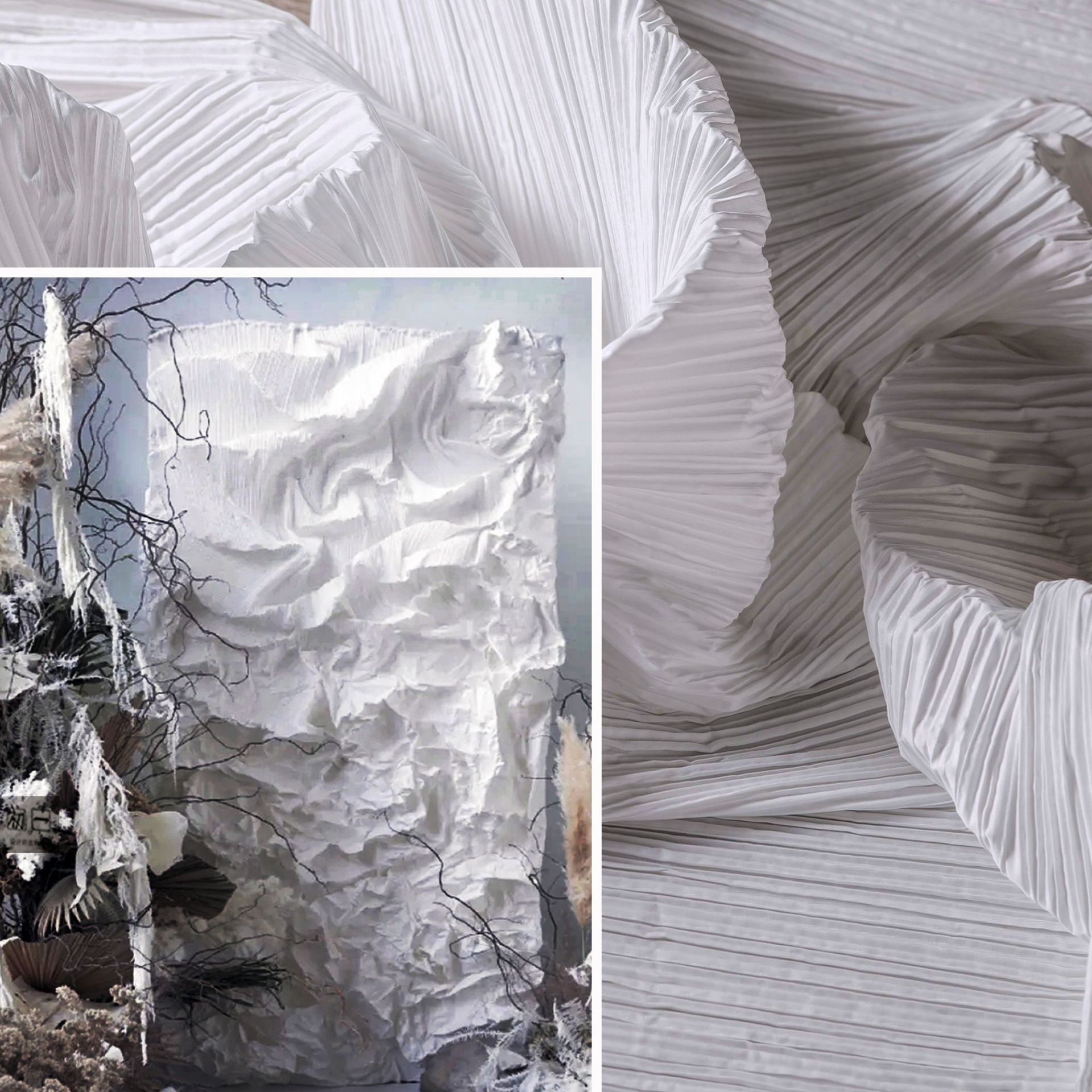 黑白三宅一生压褶/可塑百褶褶皱创意造型背景硬挺婚纱设计师面料