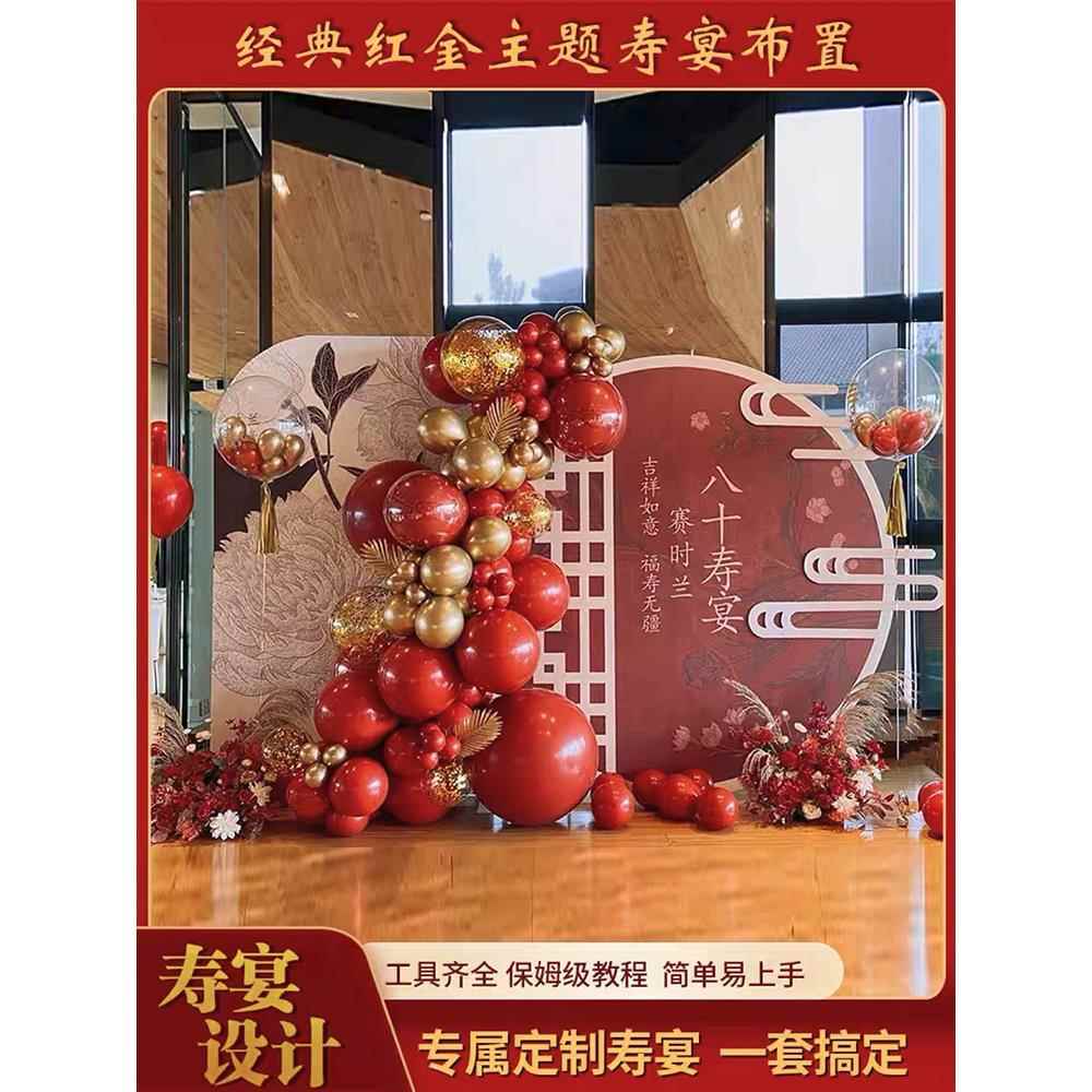 定制寿宴场地装饰老人生日场v景布置60岁过寿80大寿气球祝寿KT板