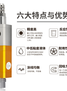 QLH-31点胶阀回吸式气动精密点胶机防滴漏中高粘度硅胶阀UV点胶阀