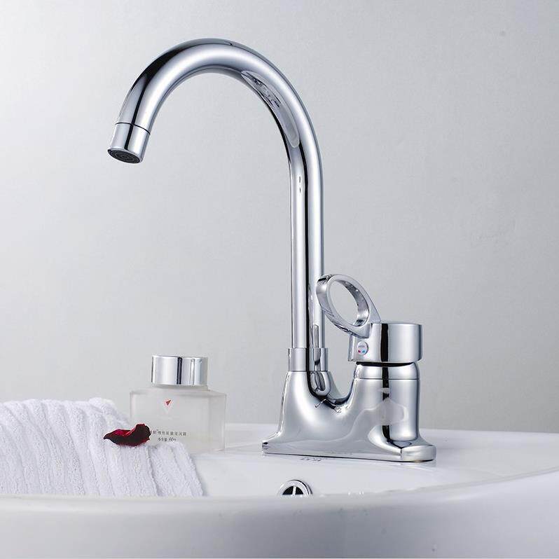 全铜面盆水龙头洗脸盆龙头/双孔/三通/冷热水 冷暖 包邮 洗手盆