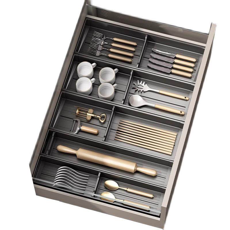 枪灰厨房抽屉收纳分隔橱柜内置分格碗架放刀叉碗筷勺子餐具收纳盒,厨房/烹饪用具,抹布架/厨房清洁收纳架,淘宝优惠券,粉丝福利购,淘宝优惠卷