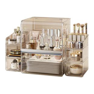 化妆品收纳盒轻奢桌面防尘口红卧室梳妆台透明亚克力护肤品置物架