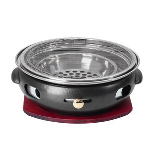 韩式 无烟烧烤炉商用圆形碳烤锅家用木炭火煎烤炉 铸铁烤肉炉日式