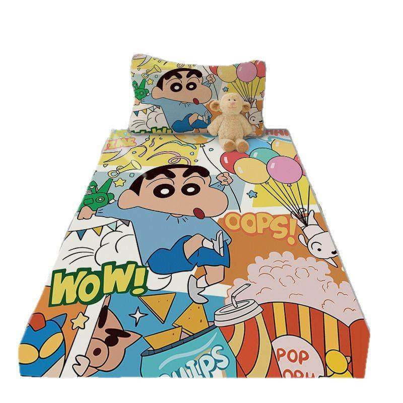 新款ins卡通蜡笔小新冰丝凉席夏季牛奶丝可机洗宿舍套件凉席枕套,床上用品,冰丝席,淘宝优惠券,粉丝福利购,淘宝优惠卷