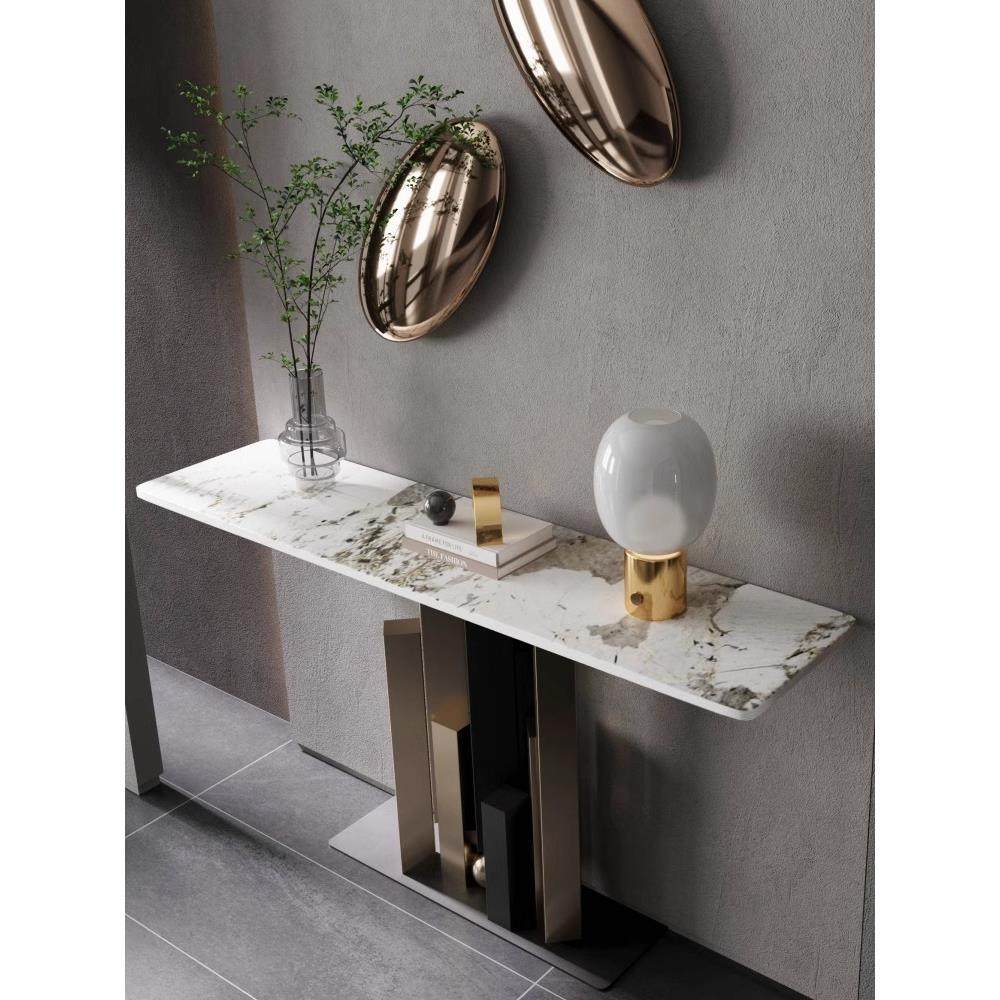 入户条案玄关台轻奢靠墙窄桌侘寂风玄关柜设计师款创意端景台简约